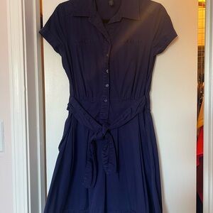 Banana Republic Navy Midi Dress with Belt